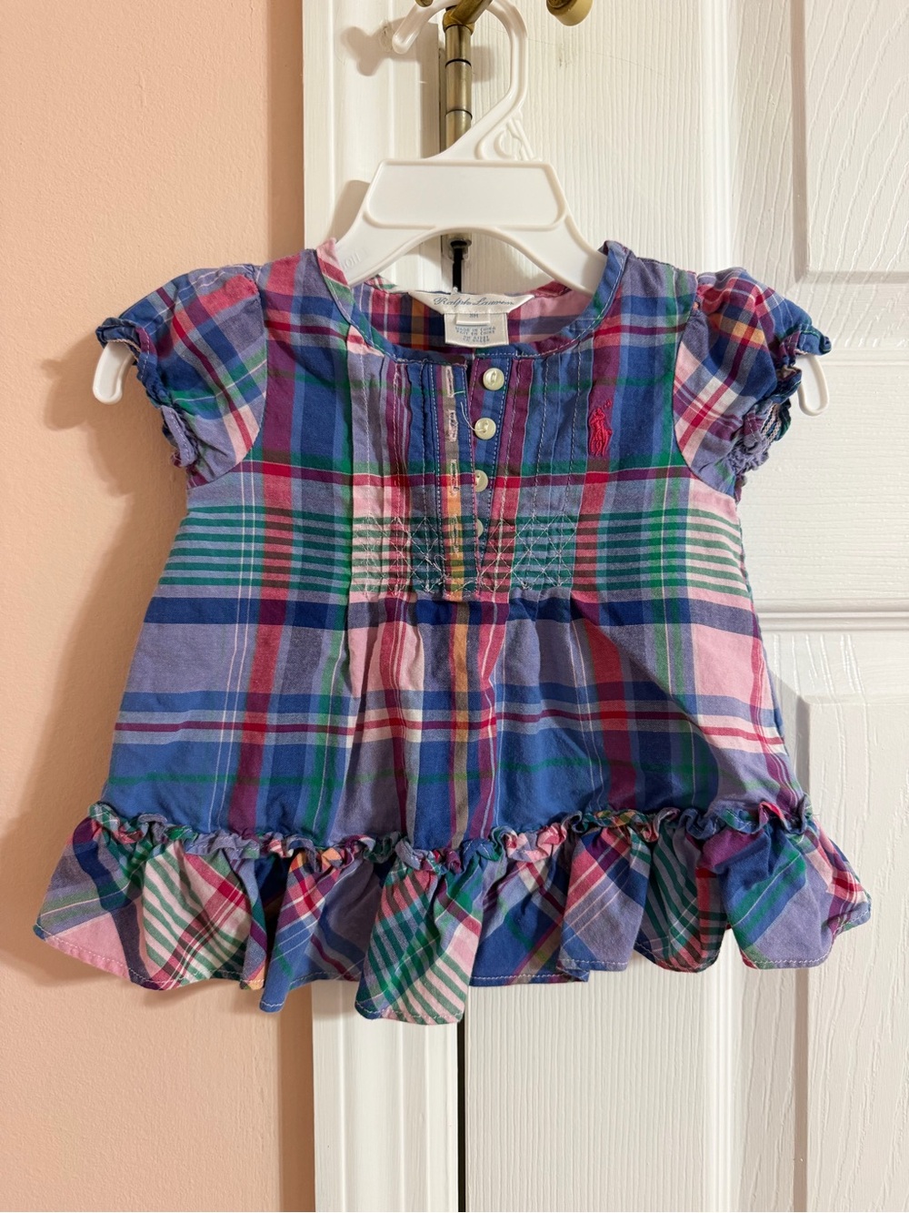 Ralph Lauren Baby Multicolor Plaid Ruffle Dress